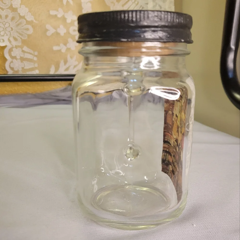 Vtg County Fair Drinking Clear Glass Rooster Wheat Lidded Apothecary Jar